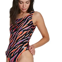 All Over Print Deep U Back Swimsuit Womens