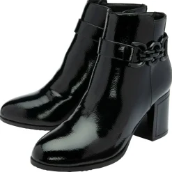 Amarin Black Patent Heeled Ankle Boots