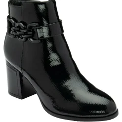 Amarin Black Patent Heeled Ankle Boots