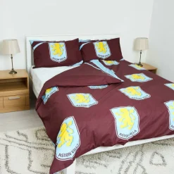 Aston Villa Officially Licensed Double Bedding Set Reversible (1 duvet cover 2 pillowcases)