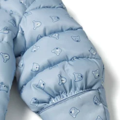 Baby snowsuit with hood and mitts light blue