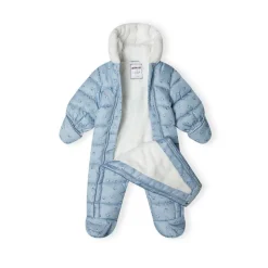Baby snowsuit with hood and mitts light blue