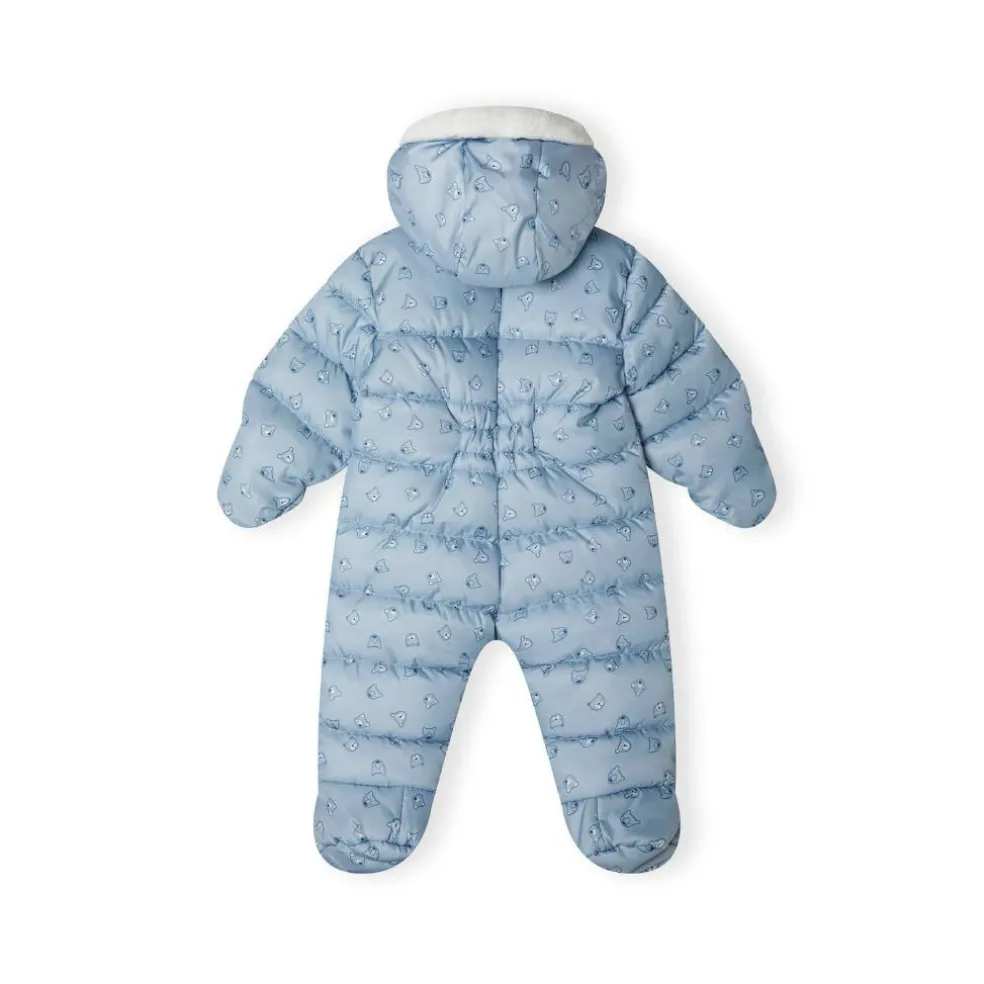 Baby snowsuit with hood and mitts light blue