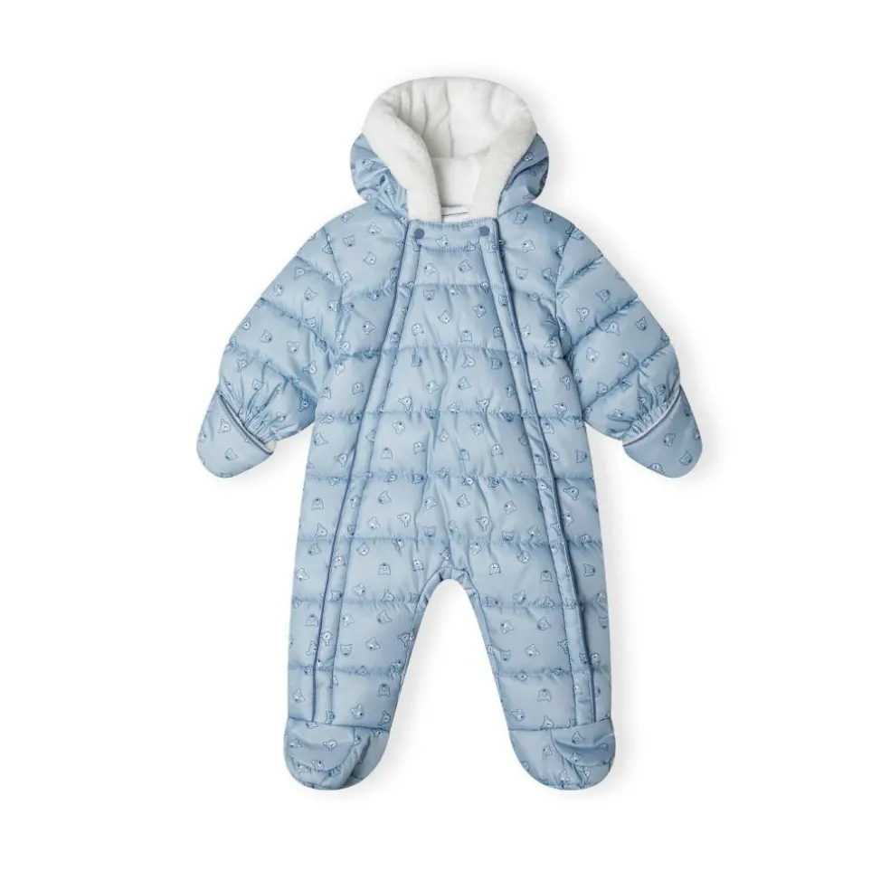 Baby snowsuit with hood and mitts light blue