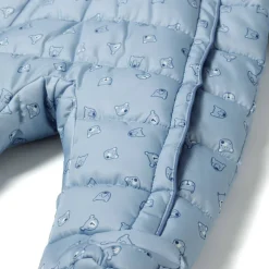 Baby snowsuit with hood and mitts light blue