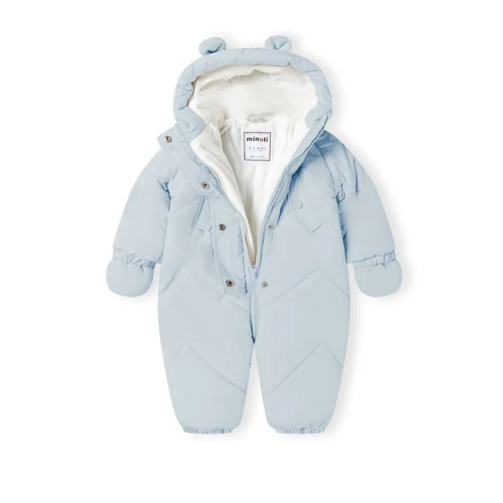 Baby unisex snowsuit hood with 3D ears light blue