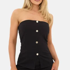 Bandeau Gold Button Top