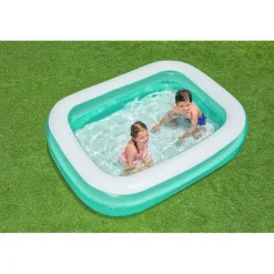 Bestway 6 ft 7 in x 57.5 in x 19 in Teal Rectangular Inflatable Family Pool
