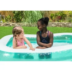 Bestway 6 ft 7 in x 57.5 in x 19 in Teal Rectangular Inflatable Family Pool