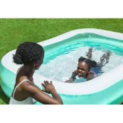 Bestway 6 ft 7 in x 57.5 in x 19 in Teal Rectangular Inflatable Family Pool