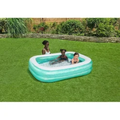 Bestway 6 ft 7 in x 57.5 in x 19 in Teal Rectangular Inflatable Family Pool