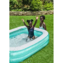 Bestway 6 ft 7 in x 57.5 in x 19 in Teal Rectangular Inflatable Family Pool