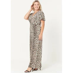BeYou Animal Print Wide Leg Jumpsuit Womens