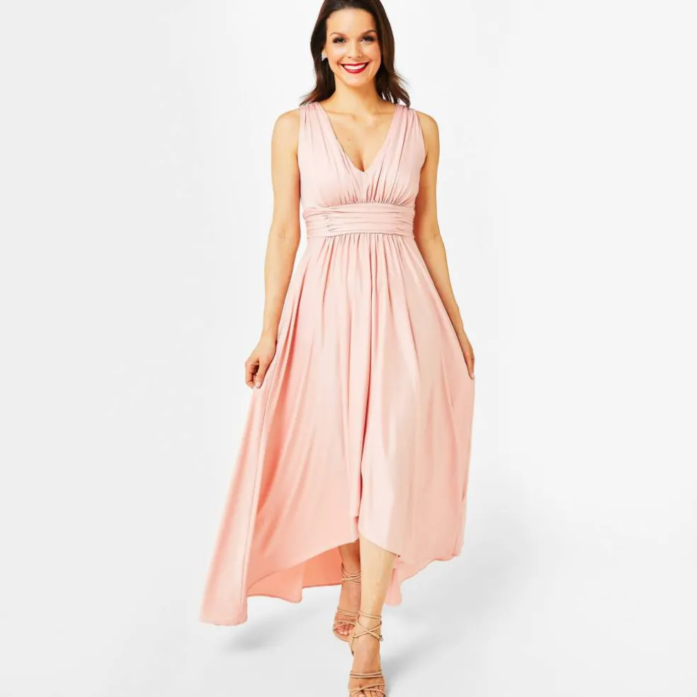 BIBA Bridesmaid Dip Hem Maxi Dress