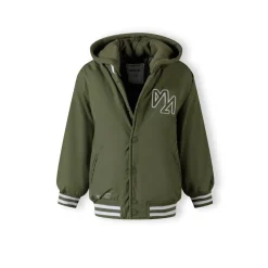 Boys baseball jacket detachable hood embroidery khaki