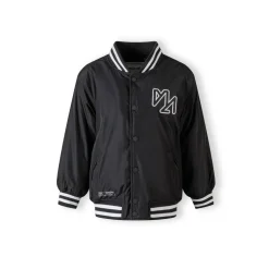 Boys baseball style jacket detachable hood black