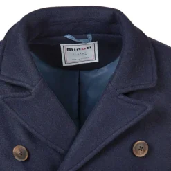 Boys coat double breasted with lapel navy