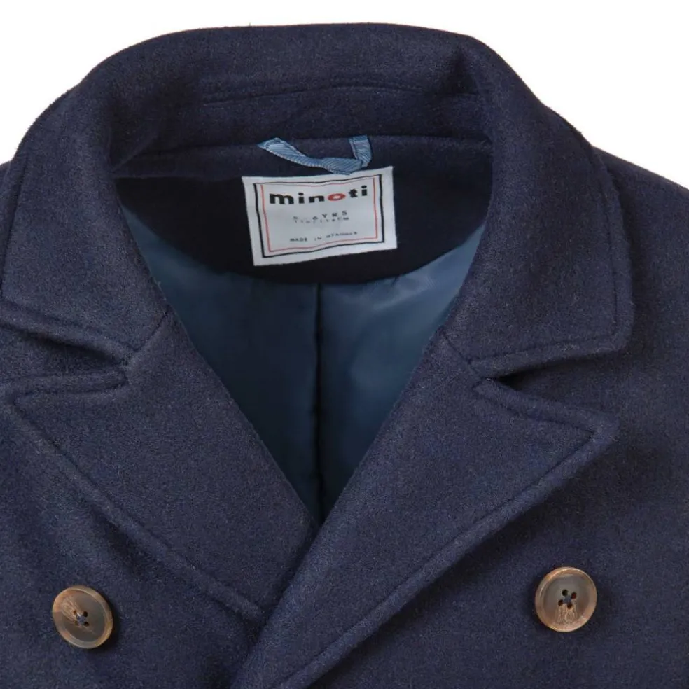 Boys coat double breasted with lapel navy