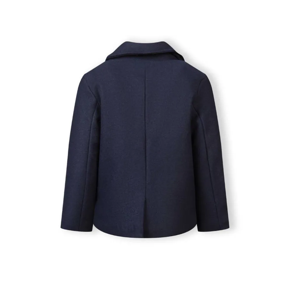 Boys coat double breasted with lapel navy