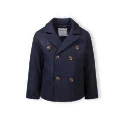 Boys coat double breasted with lapel navy