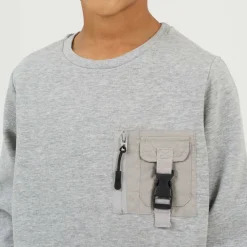 Boys Crew Neck Long Sleeve Sweatshirt with Chest Pocket Detail
