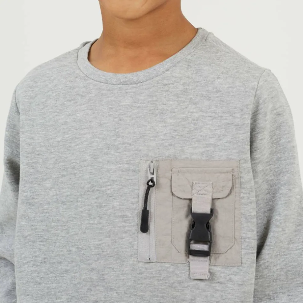 Boys Crew Neck Long Sleeve Sweatshirt with Chest Pocket Detail