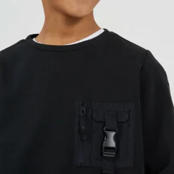 Boys Crew Neck Long Sleeve Sweatshirt with Chest Pocket Detail