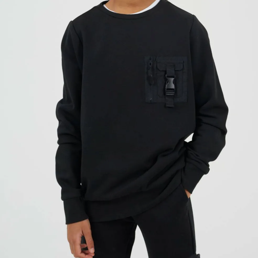 Boys Crew Neck Long Sleeve Sweatshirt with Chest Pocket Detail