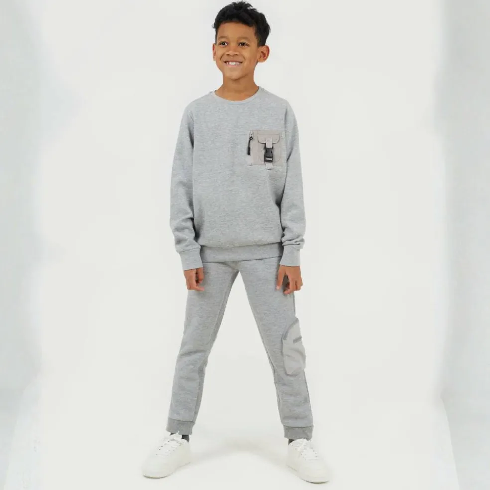 Boys Crew Neck Long Sleeve Sweatshirt with Chest Pocket Detail