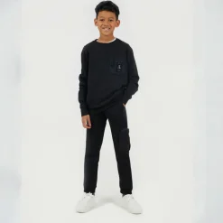 Boys Crew Neck Long Sleeve Sweatshirt with Chest Pocket Detail