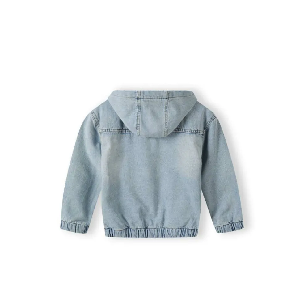 Boys denim jacket with hood zip fastening light blue