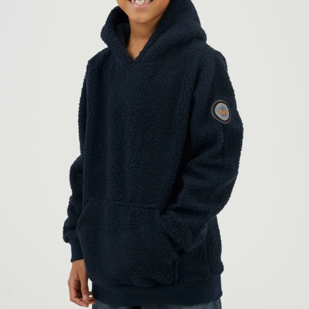 Boys Kangaroo Pocket Borg Hoodie with Badge Detail