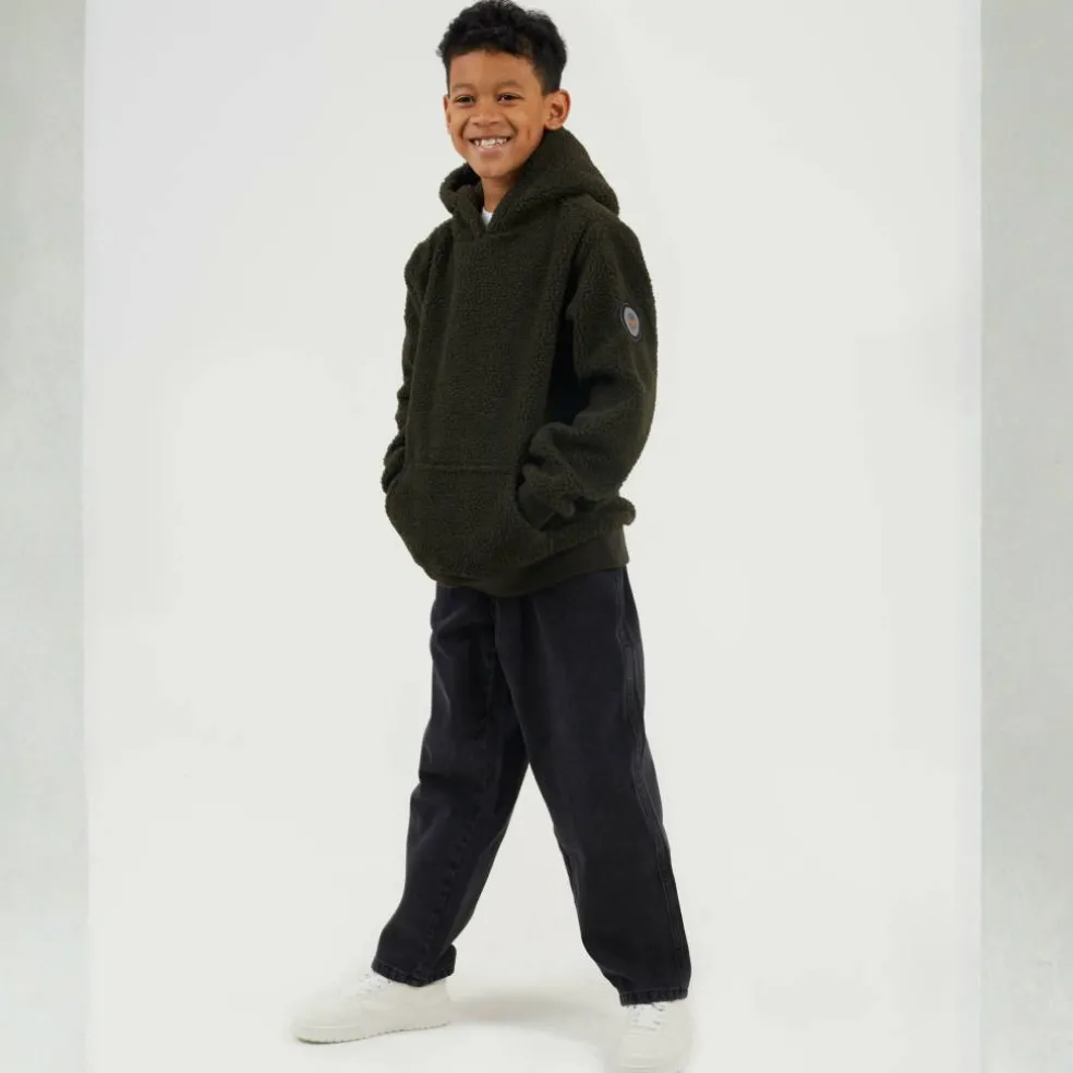 Boys Kangaroo Pocket Borg Hoodie with Badge Detail
