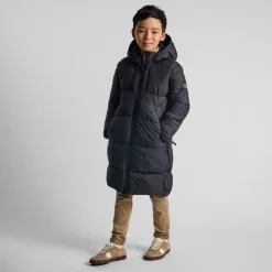 Boys long coat two-way zip grey
