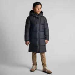 Boys long coat two-way zip grey