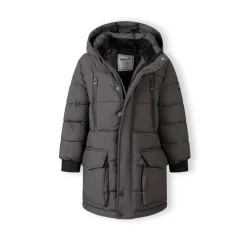 Boys long jacket fleece lined with zip pockets grey
