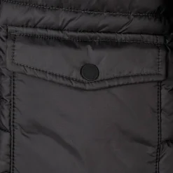 Boys long padded coat with hood and snap details grey
