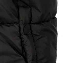 Boys long padded coat with hood and snap details black