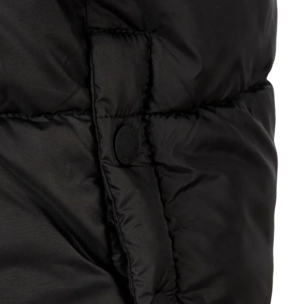 Boys long padded coat with hood and snap details black