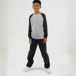Boys Long Sleeve Crew Neck Tee with Contrast Raglan Sleeves
