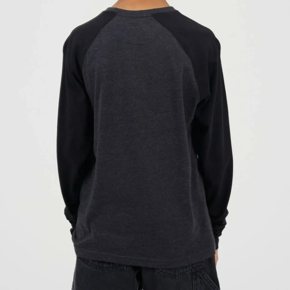 Boys Long Sleeve Crew Neck Tee with Contrast Raglan Sleeves
