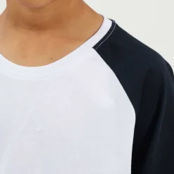 Boys Long Sleeve Crew Neck Tee with Contrast Raglan Sleeves