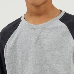 Boys Long Sleeve Crew Neck Tee with Contrast Raglan Sleeves