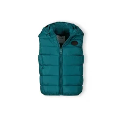 Boys padded gilet detachable hood turquoise