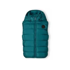 Boys padded gilet detachable hood turquoise