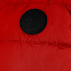 Boys padded gilet detachable hood red