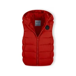 Boys padded gilet detachable hood red