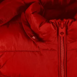 Boys padded gilet detachable hood red