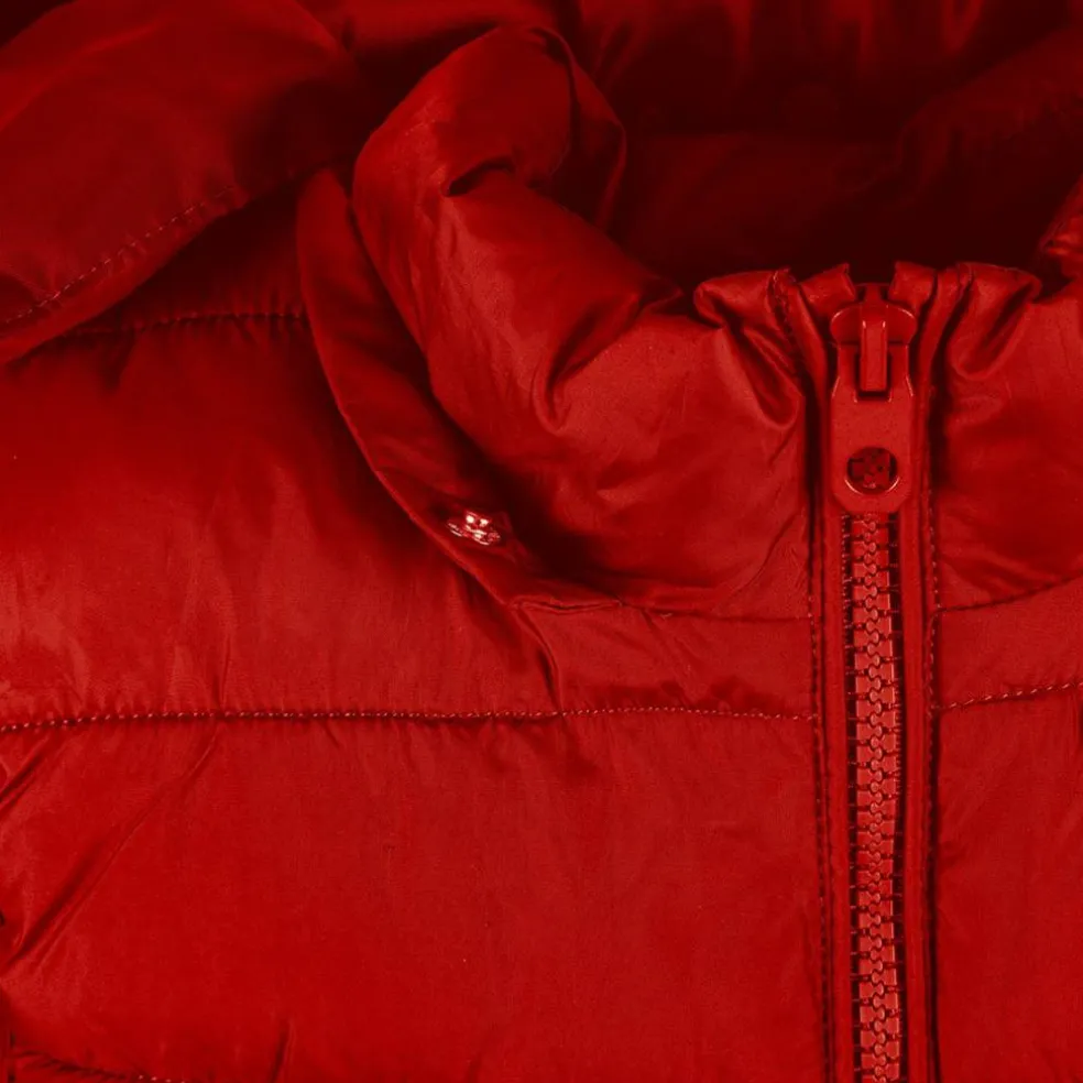 Boys padded gilet detachable hood red