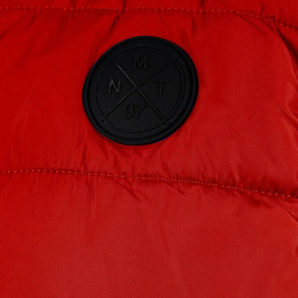 Boys padded gilet detachable hood red
